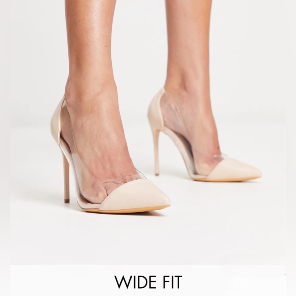 Wide Width Nude/ Clear Pointed Stilettos